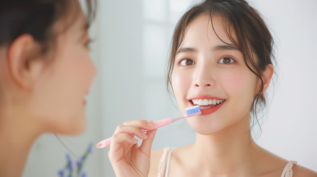 親知らずが痛いときの対処法として歯を磨く女性