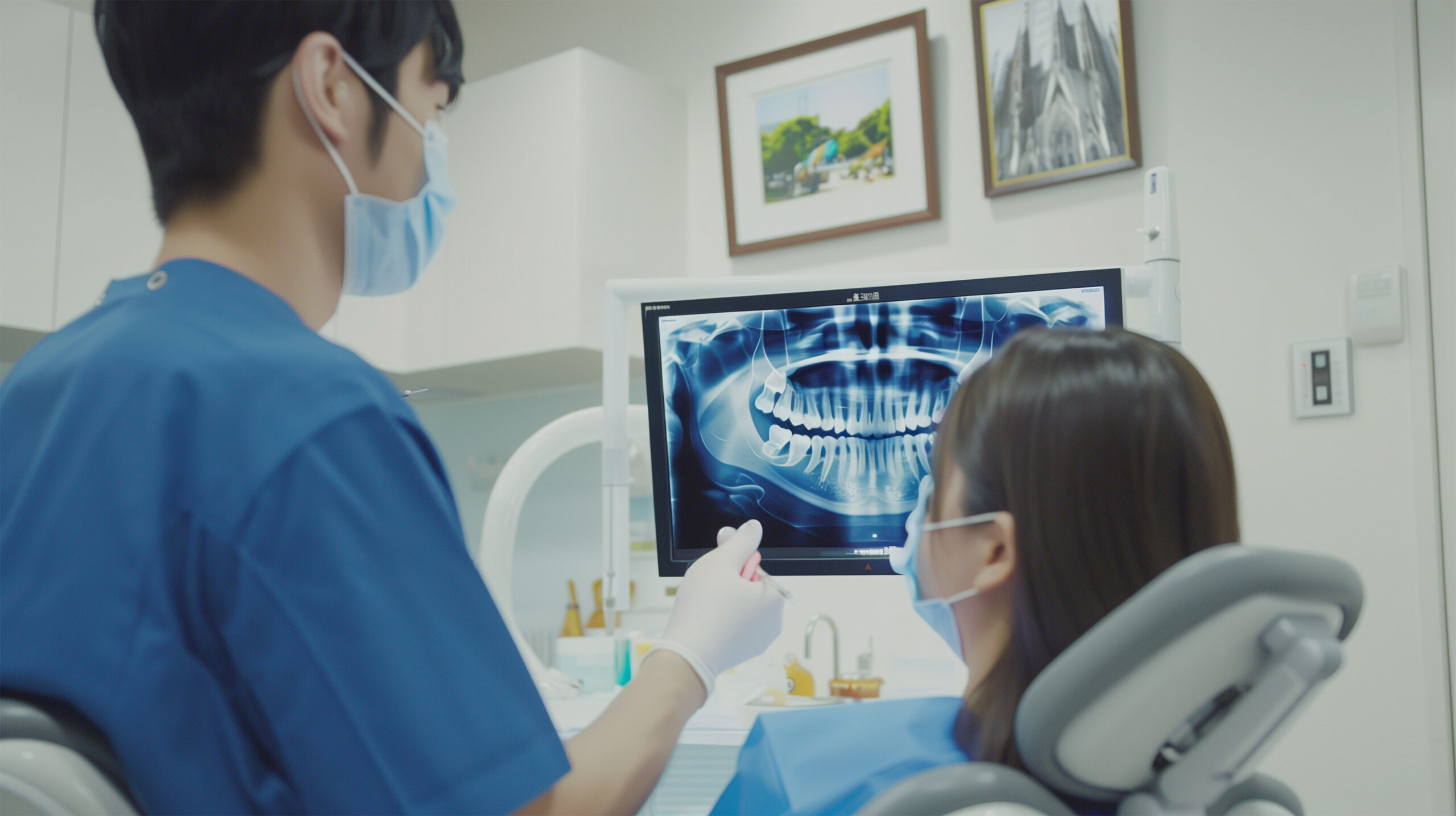 歯科医師による歯科検診を受けている女性