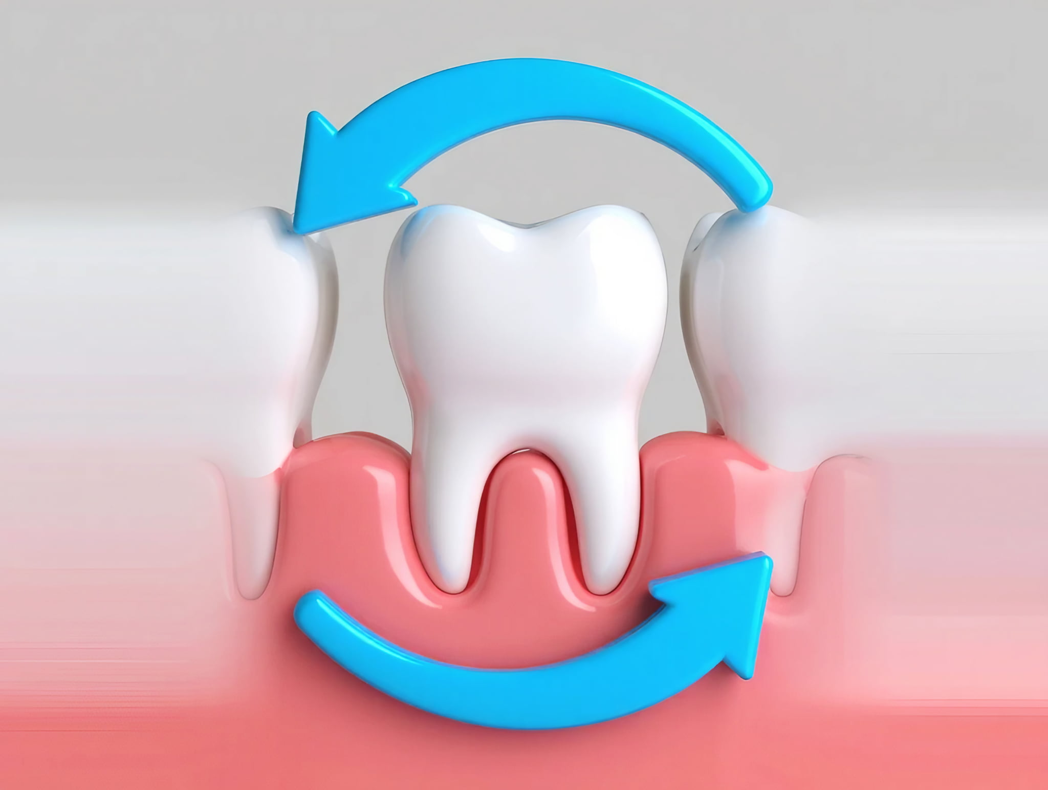 後戻りを示す歯を中心に回転する矢印